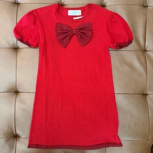 H&M Red Girls Knit Dress with Bow Detail
